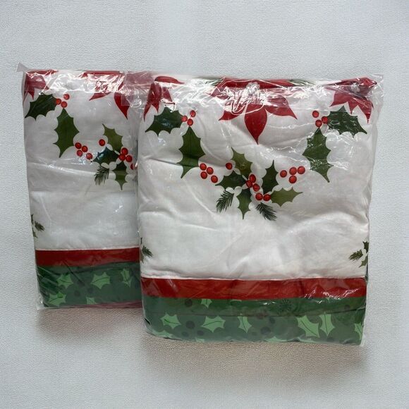 Collections Etc Other - Sold! Christmas Poinsettia Light Up Pillow Shams Red Green Holiday Decoration